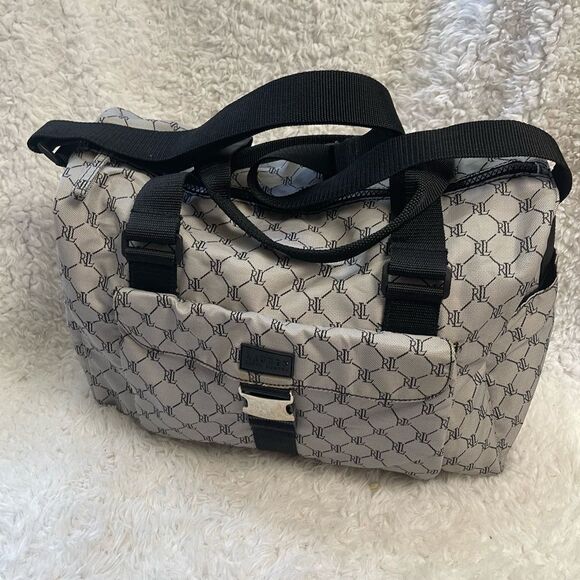 Ralph Lauren Monogram weekender carry all Shoulder Bag -  gray & black - Picture 5 of 16